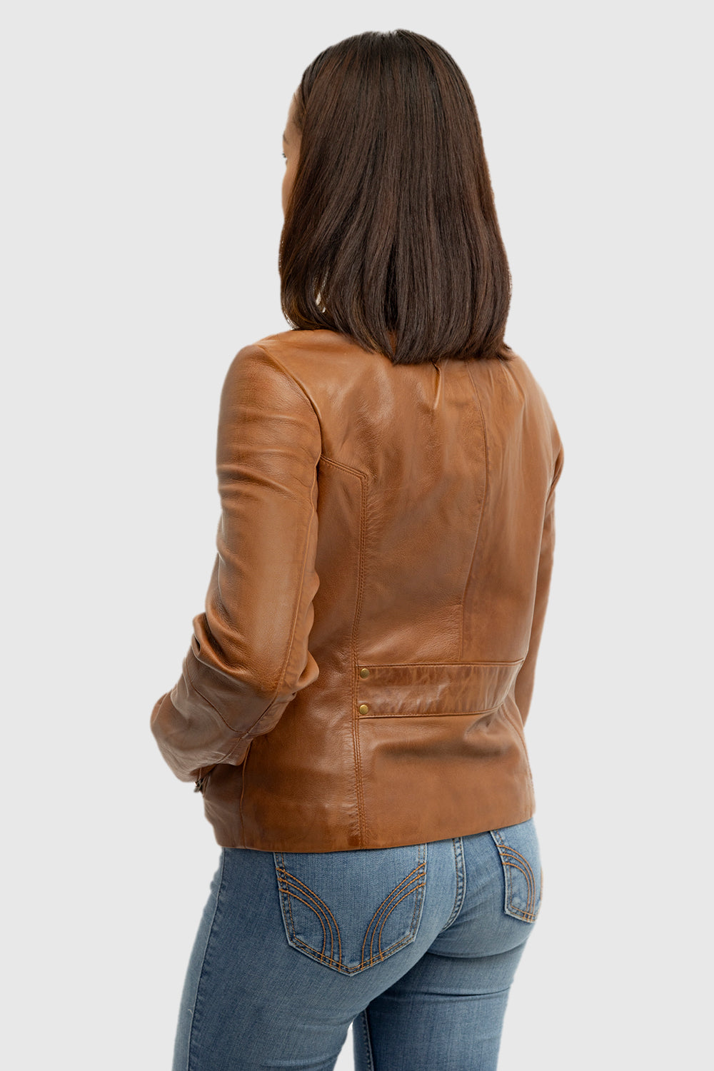 Rexie - Women's Fashion Leather Jacket (Dark Cognac) Women's Fashion Leather Jacket Best Leather Ny