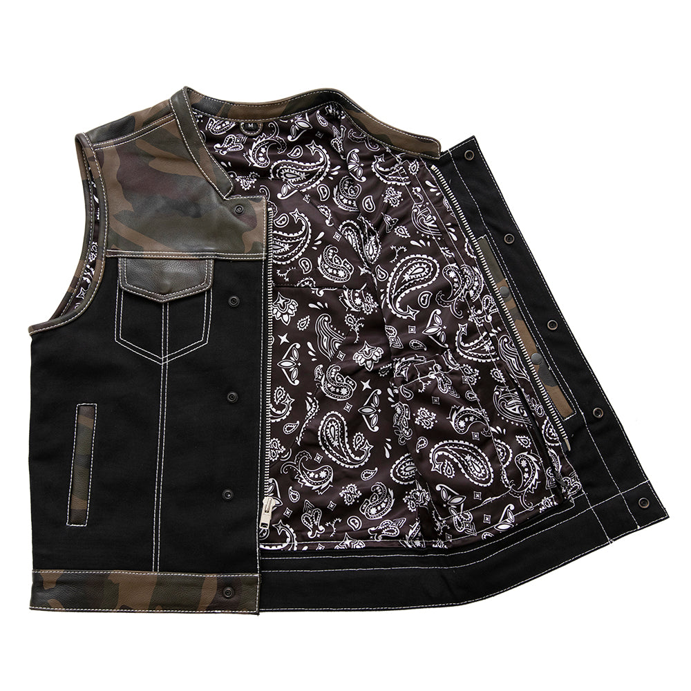 Defender Motorcycle Leather Canvas Vest Factory Customs Best Leather Ny