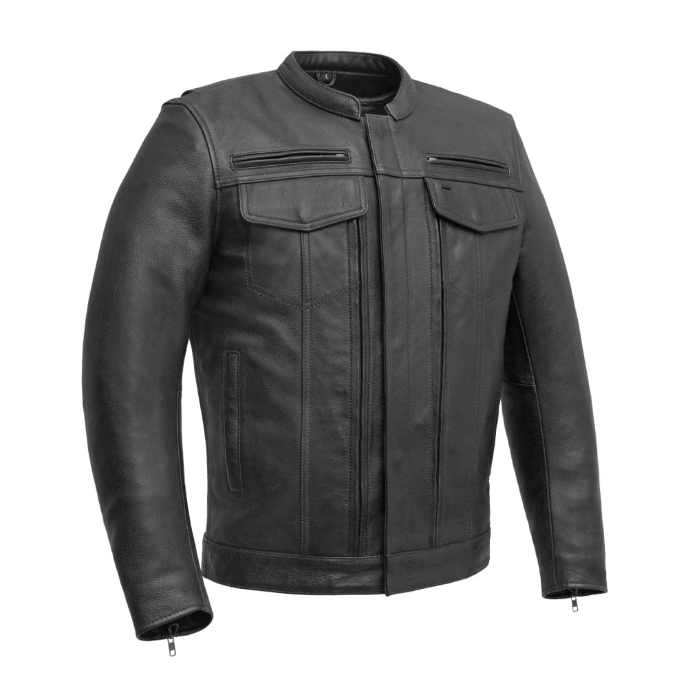 Hunter Men's Leather Motorcycle Jacket - Black Men's Motorcycle Jacket Best Leather Ny Black S