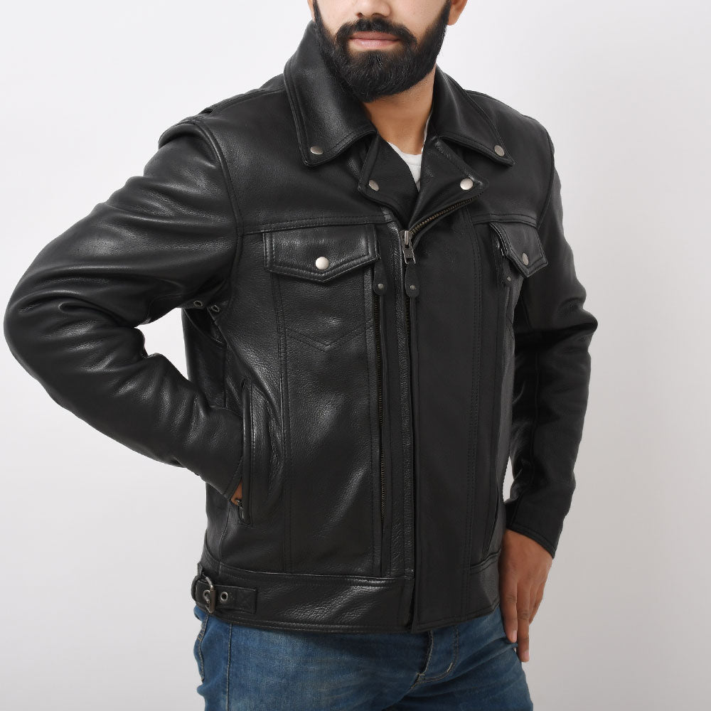 STRANGER Men's Leather Motorcycle Jacket Men's Motorcycle Jacket Best Leather Ny