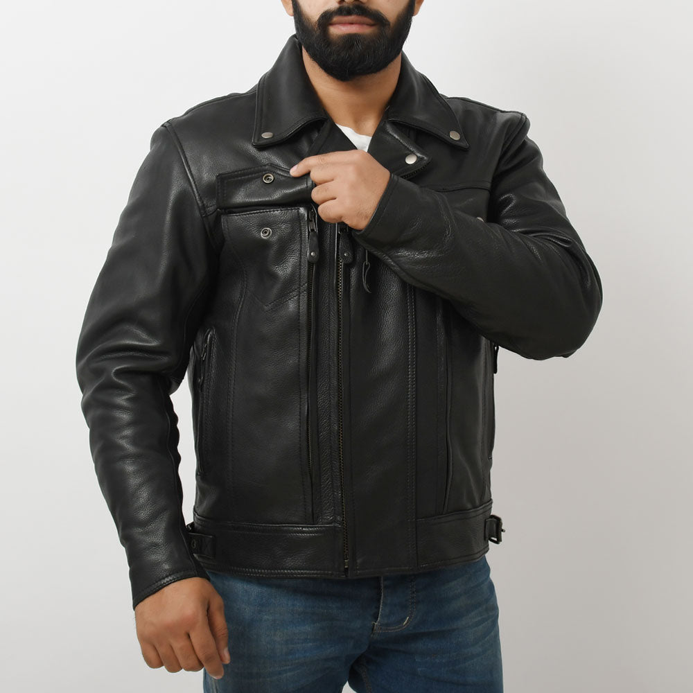 STRANGER Men's Leather Motorcycle Jacket Men's Motorcycle Jacket Best Leather Ny