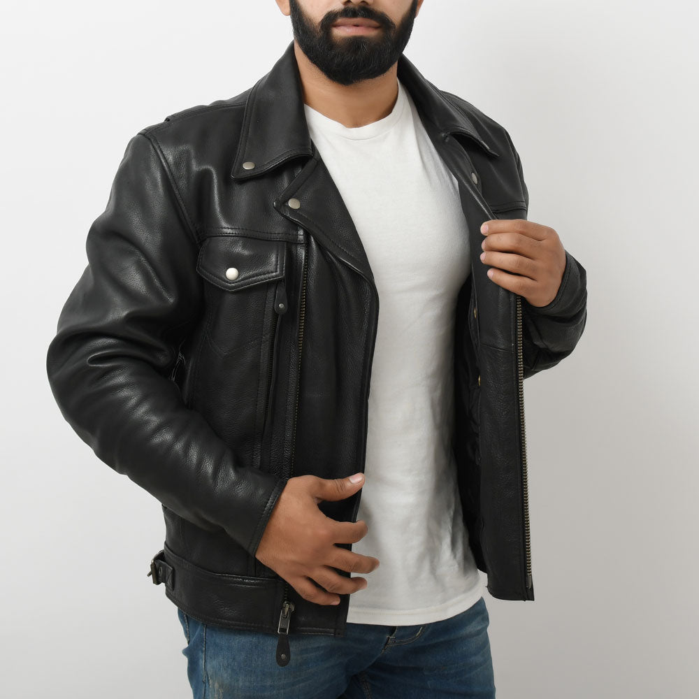 STRANGER Men's Leather Motorcycle Jacket Men's Motorcycle Jacket Best Leather Ny