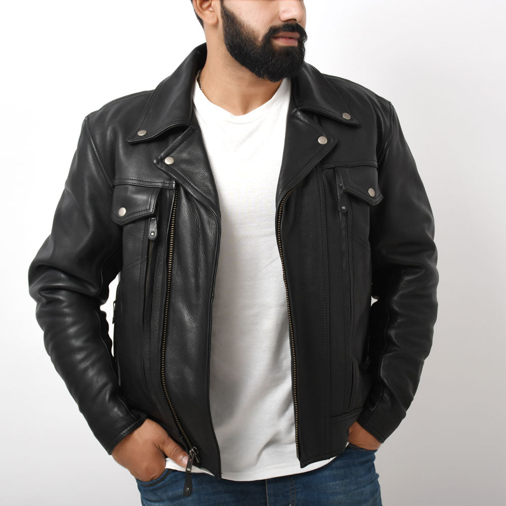 STRANGER Men's Leather Motorcycle Jacket Men's Motorcycle Jacket Best Leather Ny