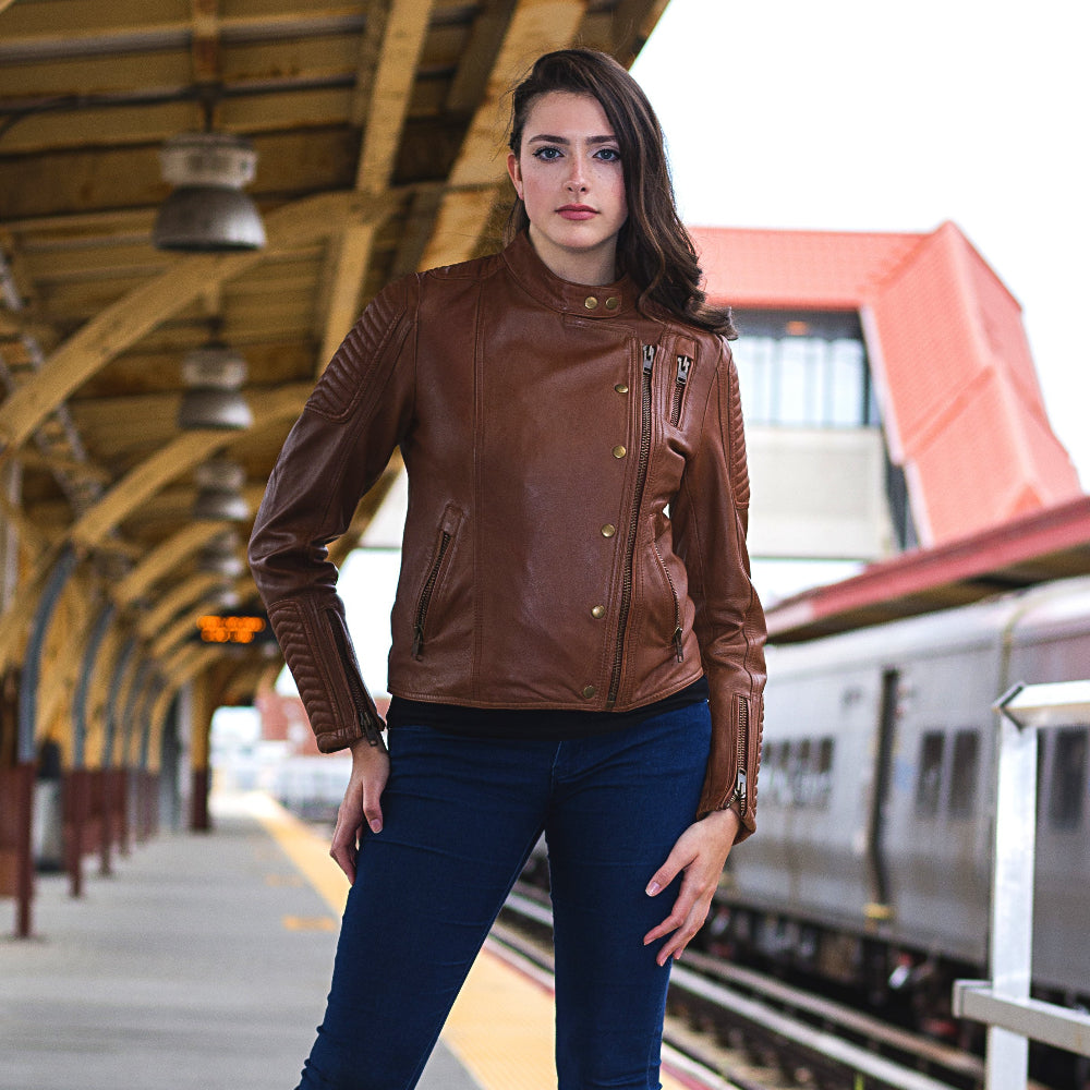 Zena - Women's Fashion Lambskin Leather Jacket (Whiskey) Women's Fashion Leather Jacket Best Leather Ny