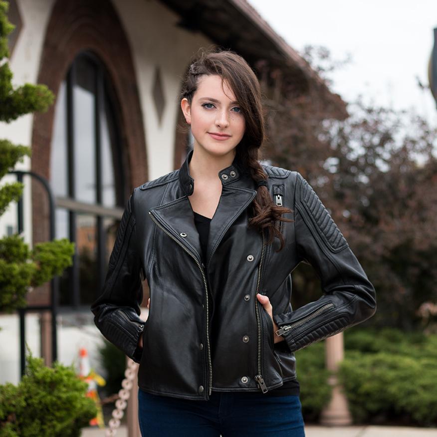 Zena - Women's Fashion Lambskin Leather Jacket (Anthracite Gray) Women's Fashion Leather Jacket Best Leather Ny