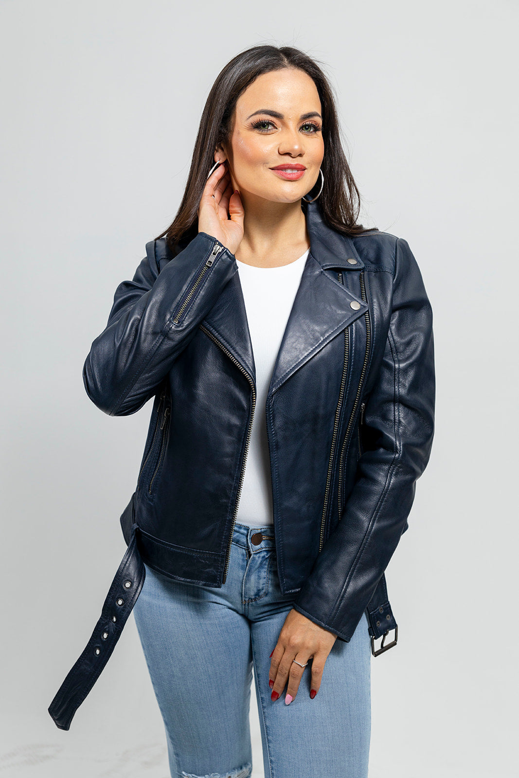 Chloe - Women's Fashion Lambskin Leather Jacket (Navy Blue) Women's Fashion Leather Jacket Best Leather Ny