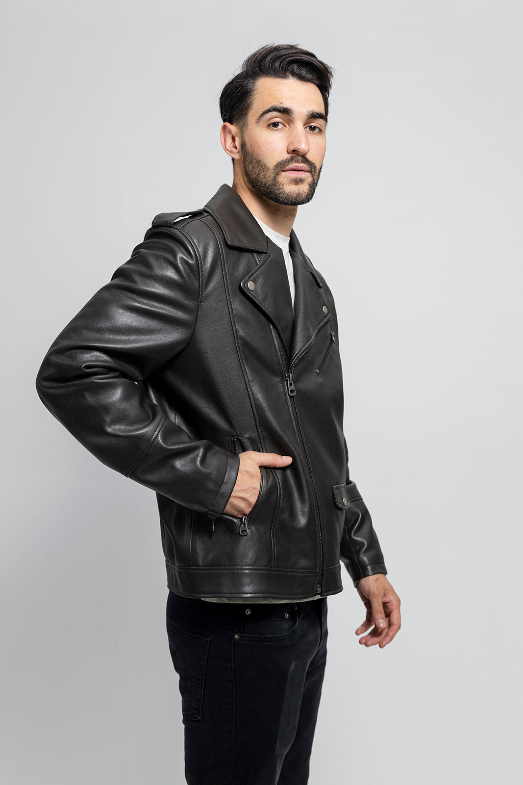 Nash - Men's Vegan Faux Leather Jacket (Olive) Men's Vegan Jacket Best Leather Ny