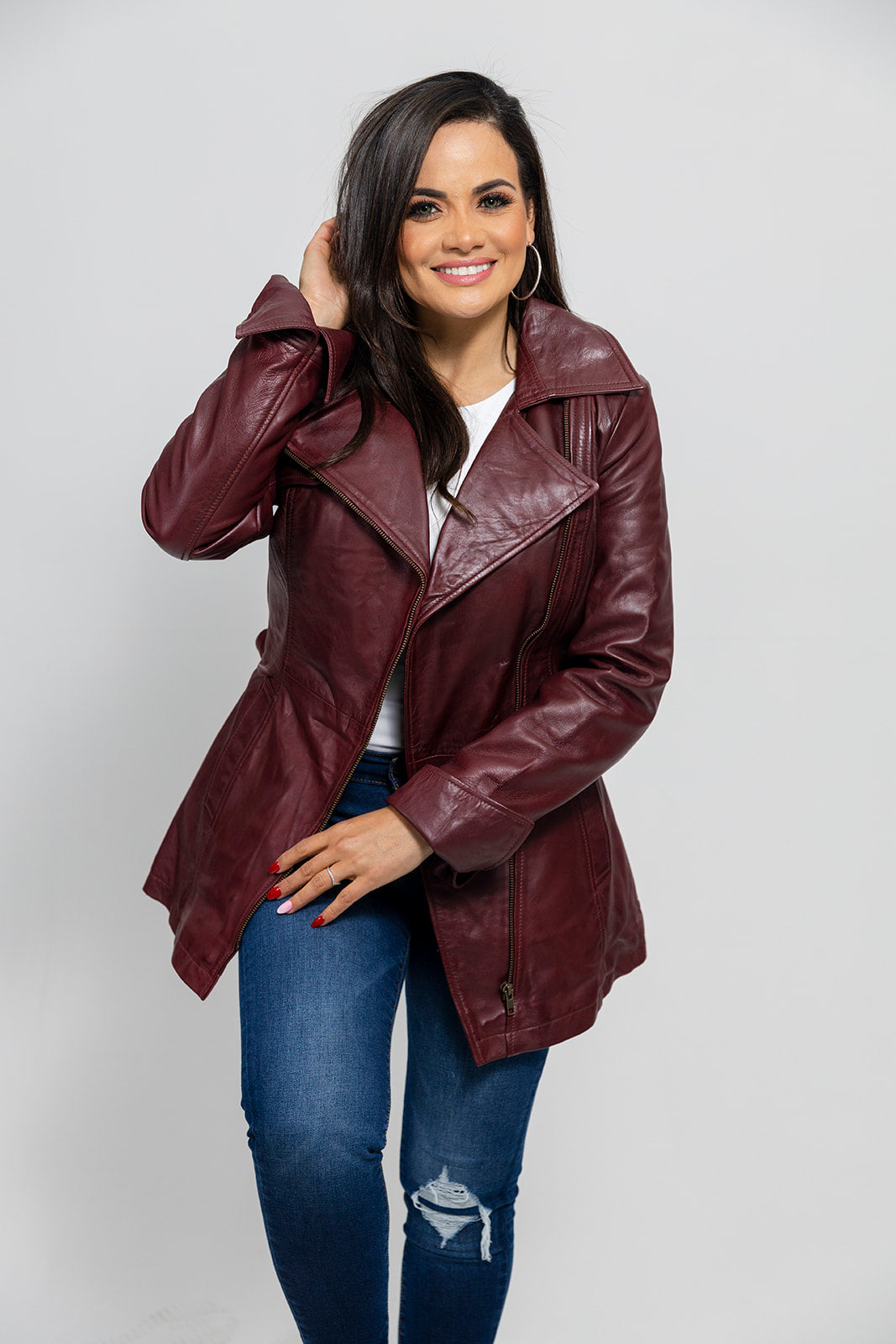 Traci - Women's Fashion Leather Coat (Oxblood) Women's Fashion Leather Jacket Best Leather Ny