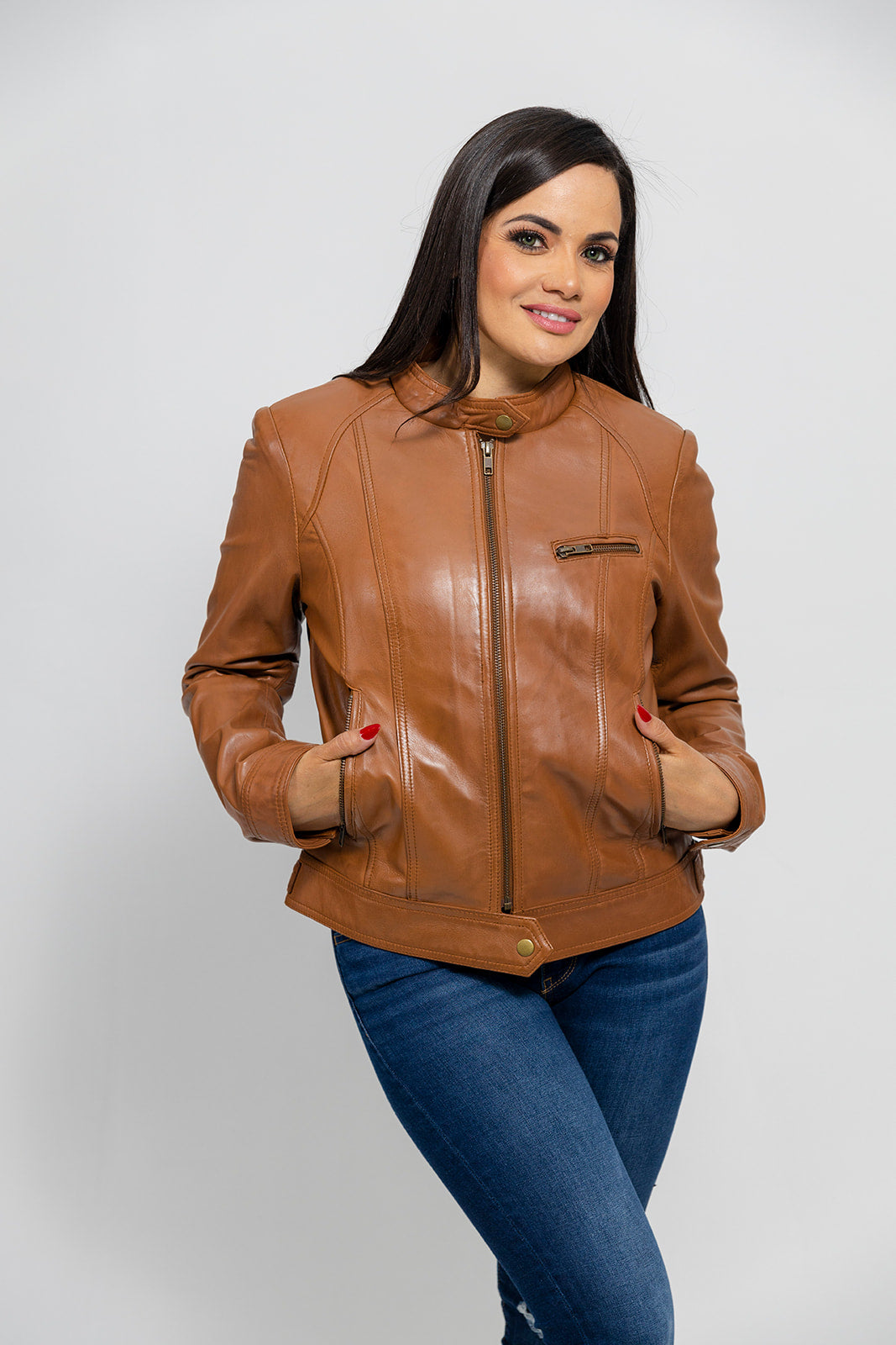Favorite - Women's Fashion Leather Jacket (Whiskey) Women's Fashion Leather Jacket Best Leather Ny
