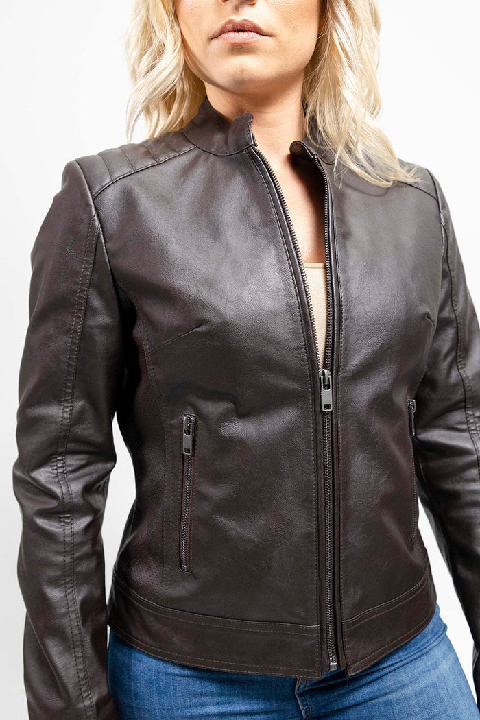 Beverly - Women's Vegan Faux Leather/Perforated Jacket Women's Vegan Jacket Best Leather Ny