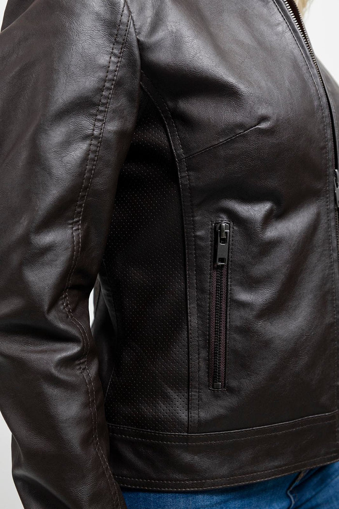 Beverly - Women's Vegan Faux Leather/Perforated Jacket Women's Vegan Jacket Best Leather Ny