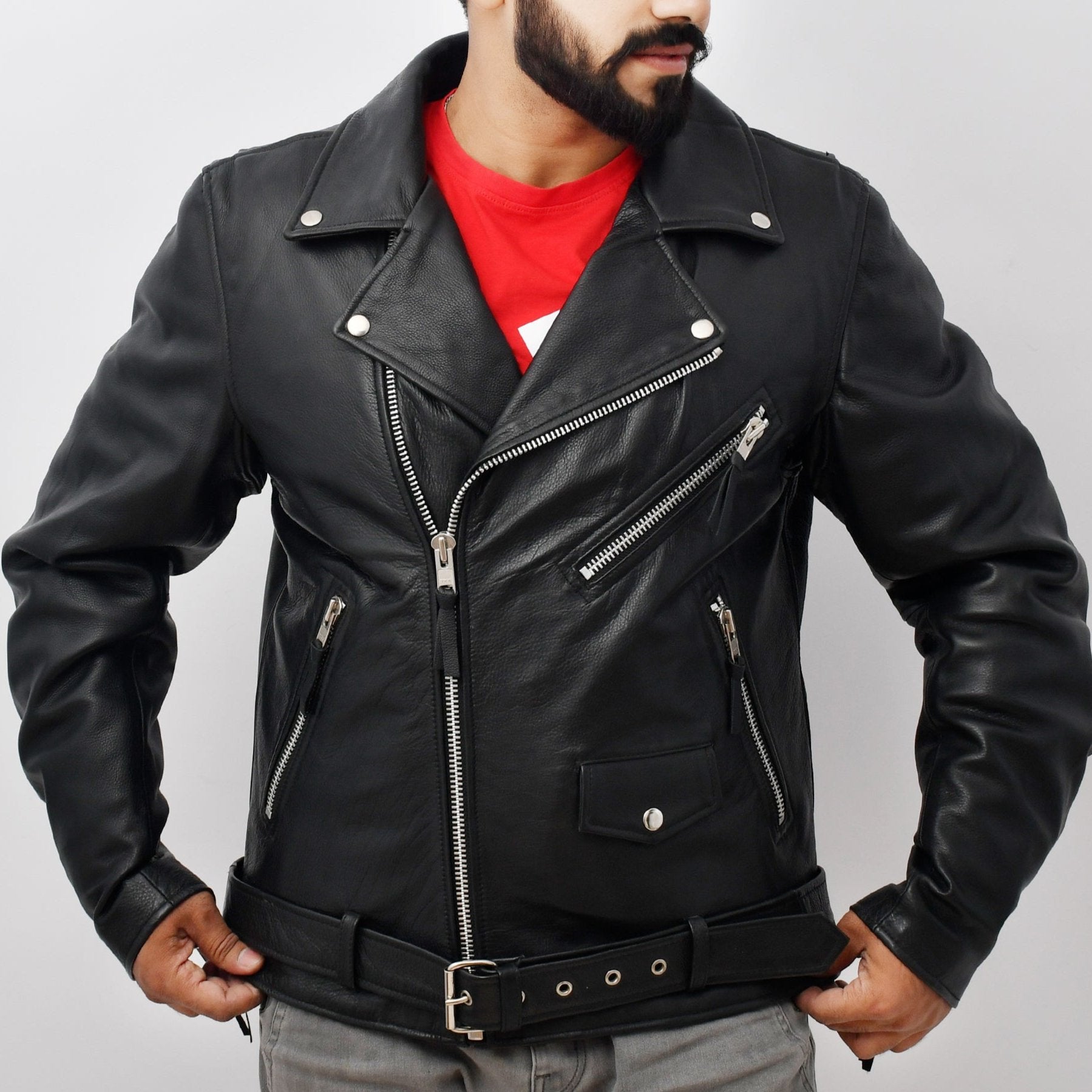 BLACK PANTHAR Men's Leather Motorcycle Jacket Men's Motorcycle Jacket Best Leather Ny Black XS