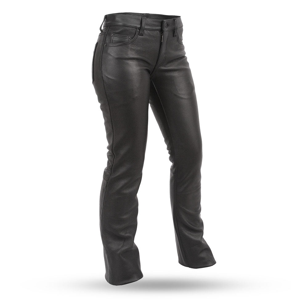 BRIDGET Motorcycle Leather Pants Chaps Best Leather Ny 0 Black 