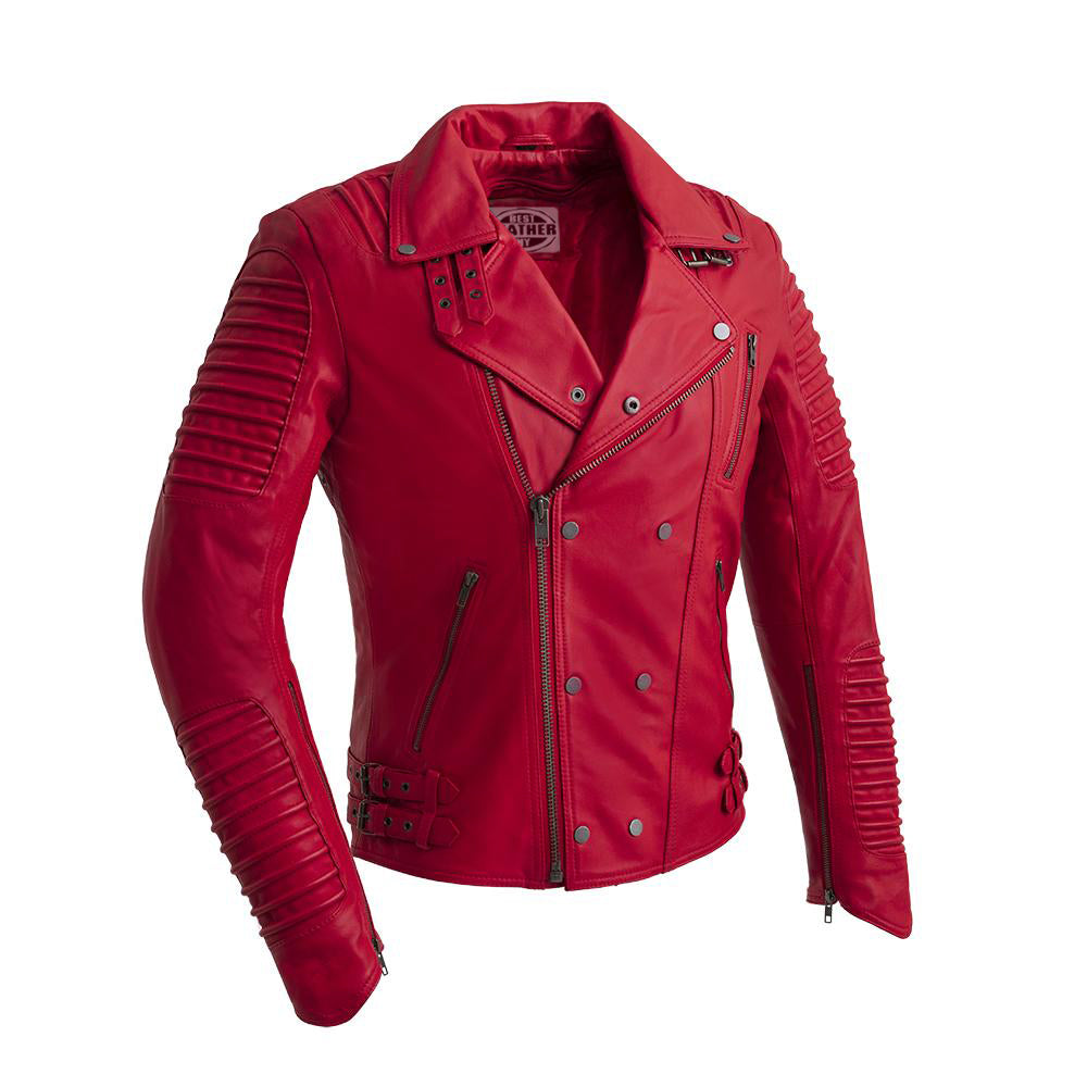 Brooklyn - Men's Fashion Lambskin Leather Jacket (Fire Red) Men's Jacket Best Leather Ny S Fire Red 