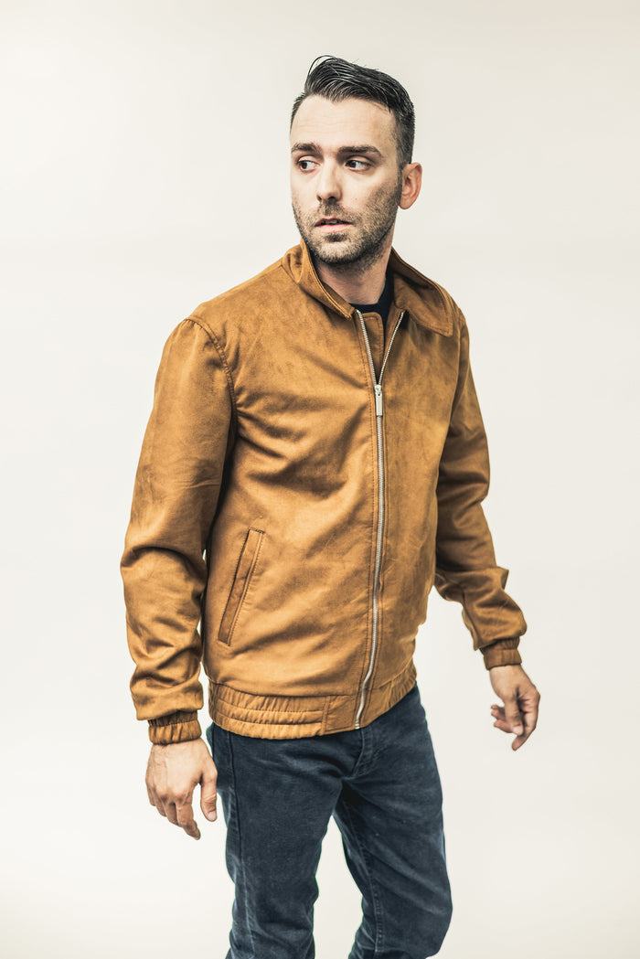 Cameron - Men's Vegan Faux Suede Jacket Jacket Best Leather Ny S Caramel 