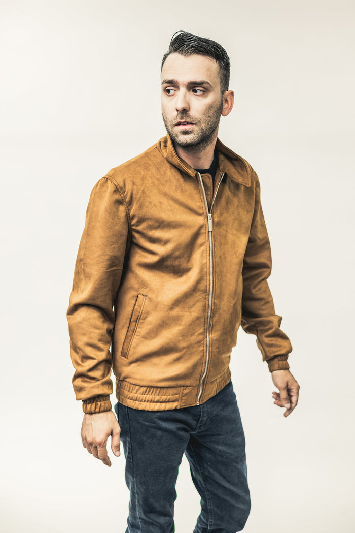 Cameron - Men's Vegan Faux Suede Jacket Men's Vegan Jacket Best Leather Ny Caramel S