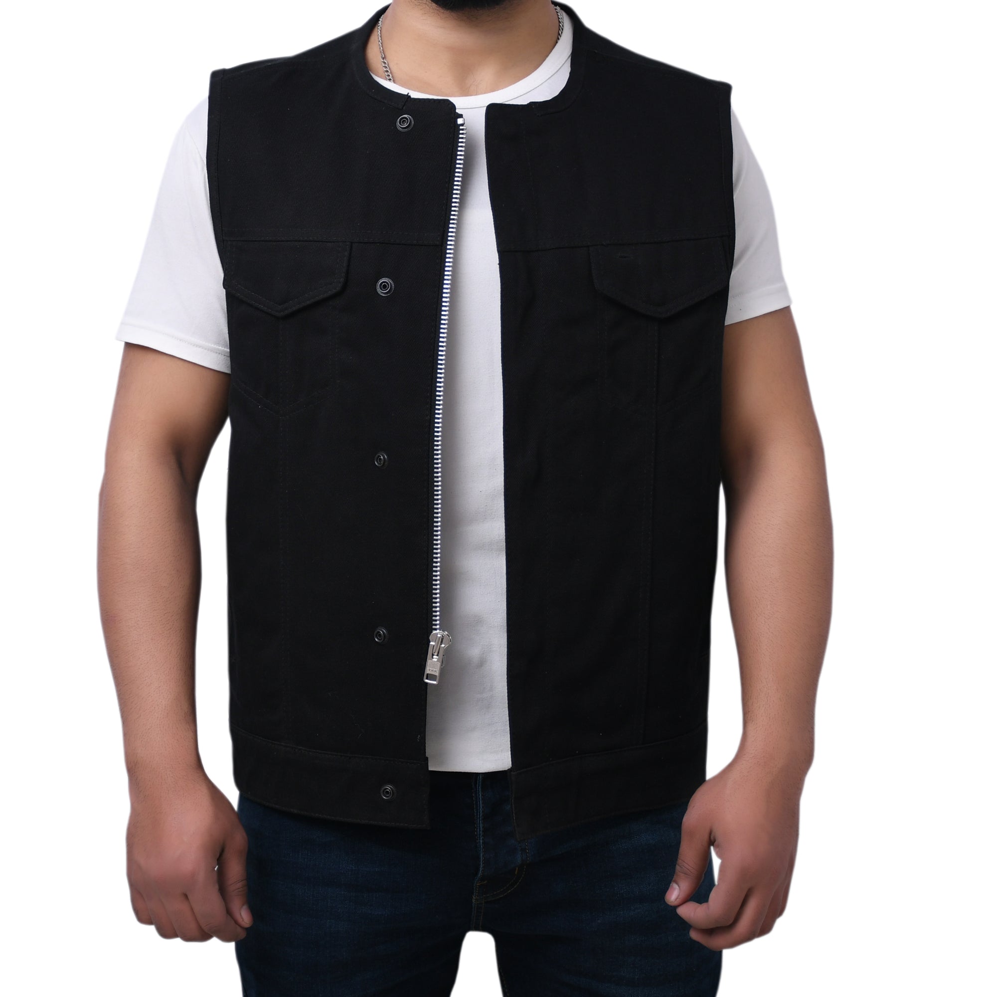 CAPTAIN - Motorcycle Twill Vest Men's Twill Vest Best Leather Ny