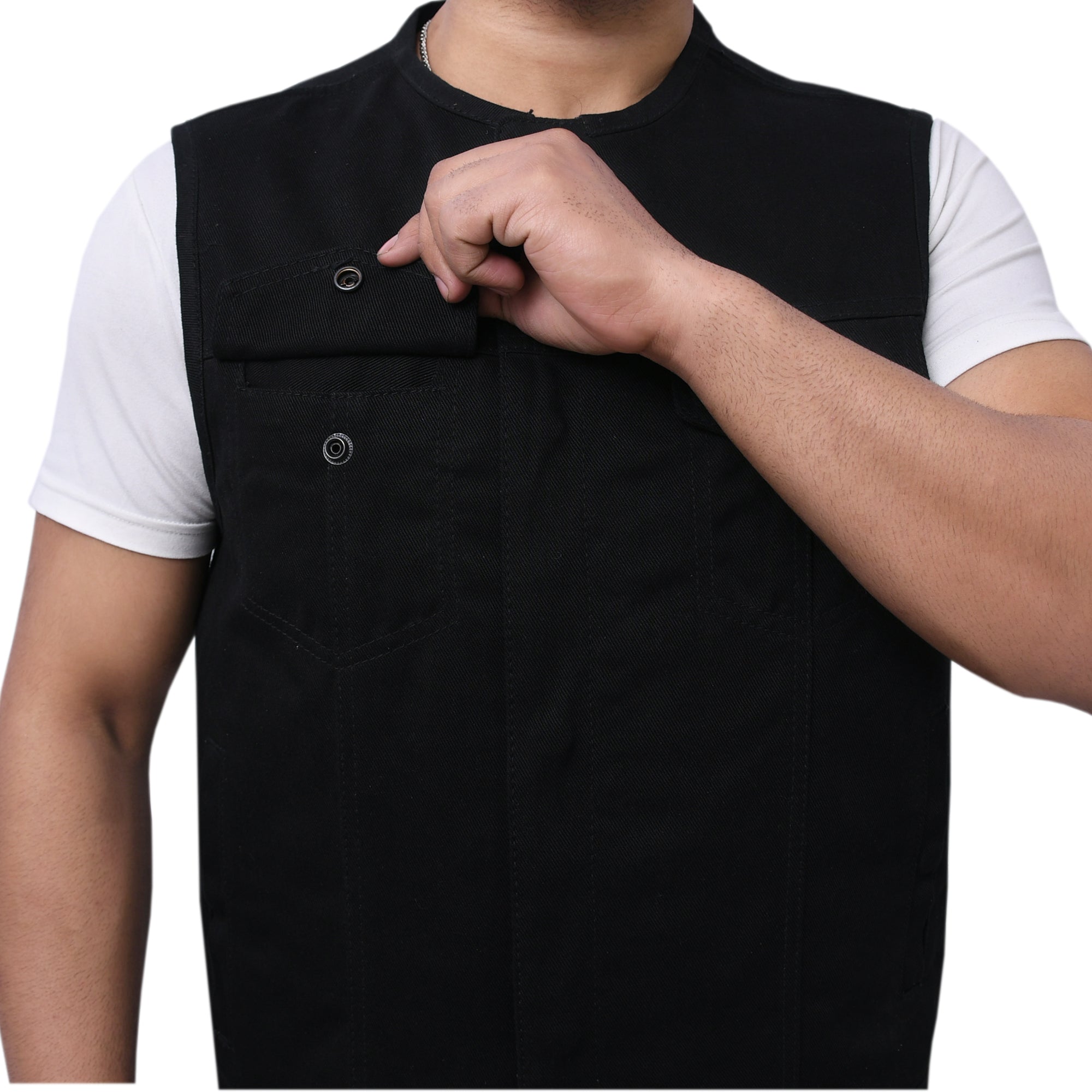 CAPTAIN - Motorcycle Twill Vest Men's Twill Vest Best Leather Ny