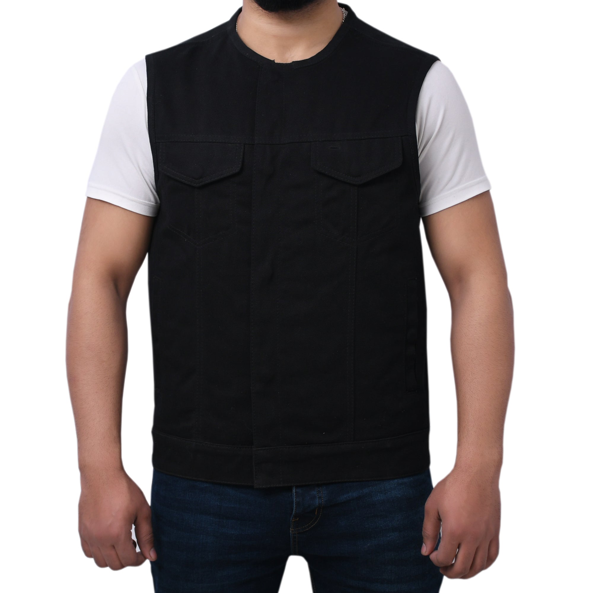 CAPTAIN - Motorcycle Twill Vest Men's Twill Vest Best Leather Ny Black S