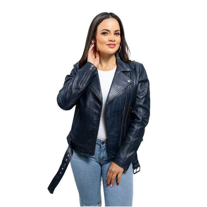Chloe - Women's Fashion Lambskin Leather Jacket (Navy Blue) Women's Fashion Leather Jacket Best Leather Ny