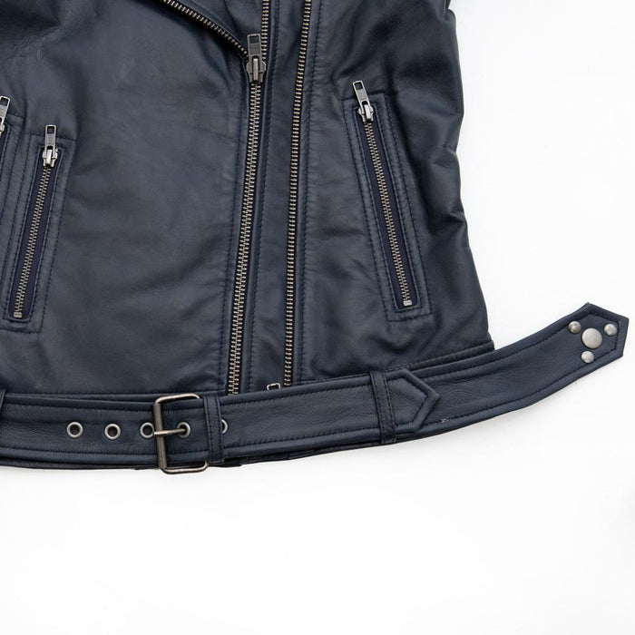 Chloe - Women's Fashion Lambskin Leather Jacket (Navy Blue) Women's Fashion Leather Jacket Best Leather Ny