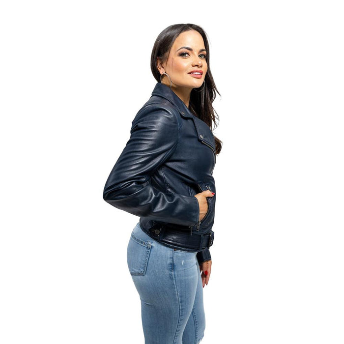 Chloe - Women's Fashion Lambskin Leather Jacket (Navy Blue) Women's Fashion Leather Jacket Best Leather Ny