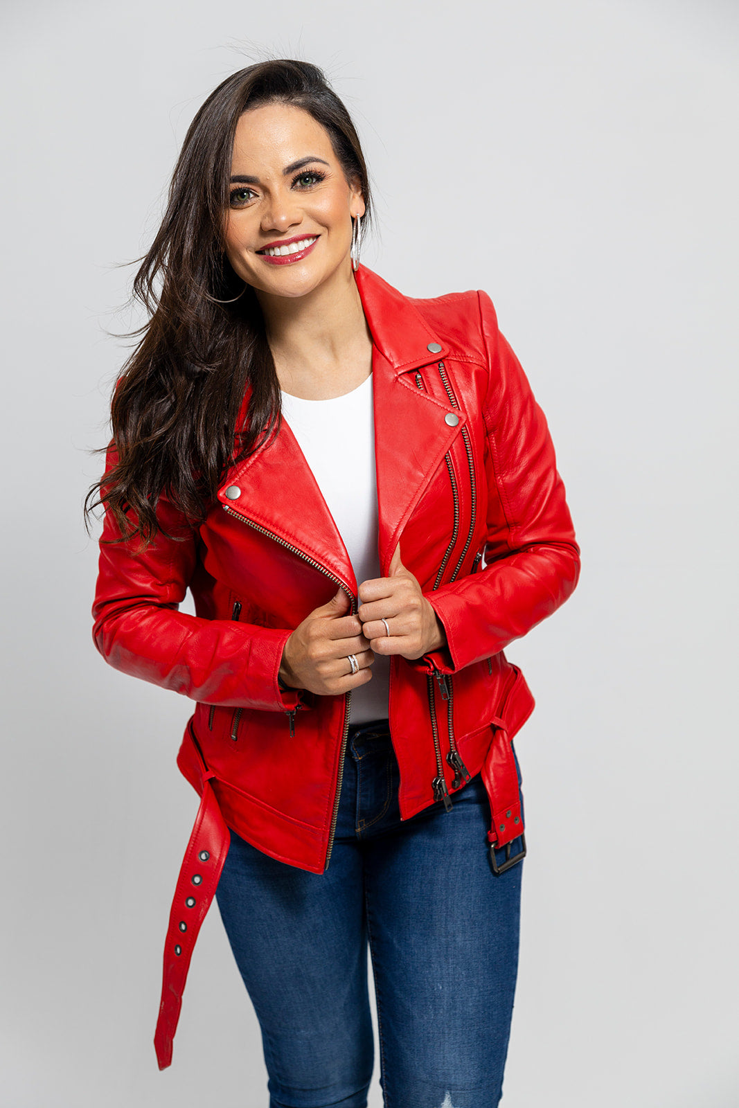 Chloe - Women's Fashion Lambskin Leather Jacket (Red Fire) Women's Fashion Leather Jacket Best Leather Ny