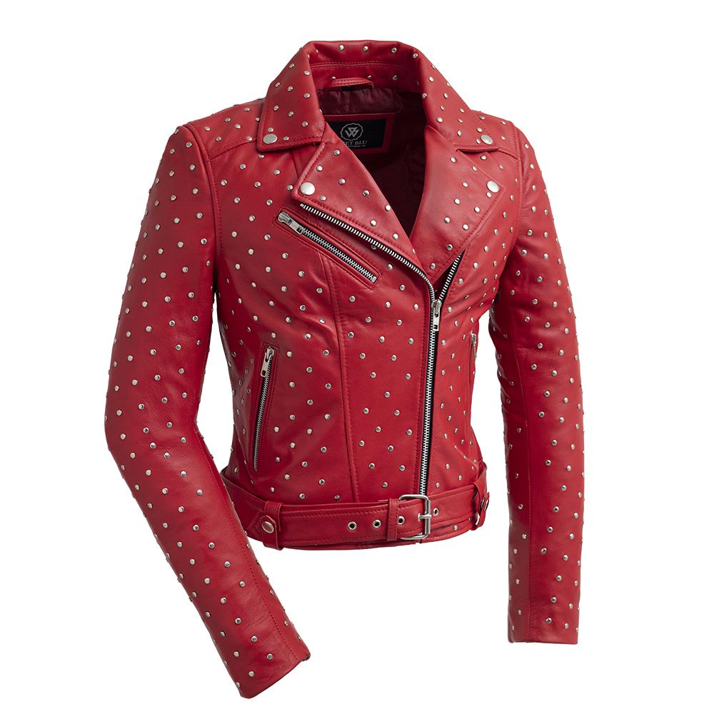 Claudia - Women's Fashion Leather Jacket Women's Fashion Leather Jacket Best Leather Ny Fire Red XS