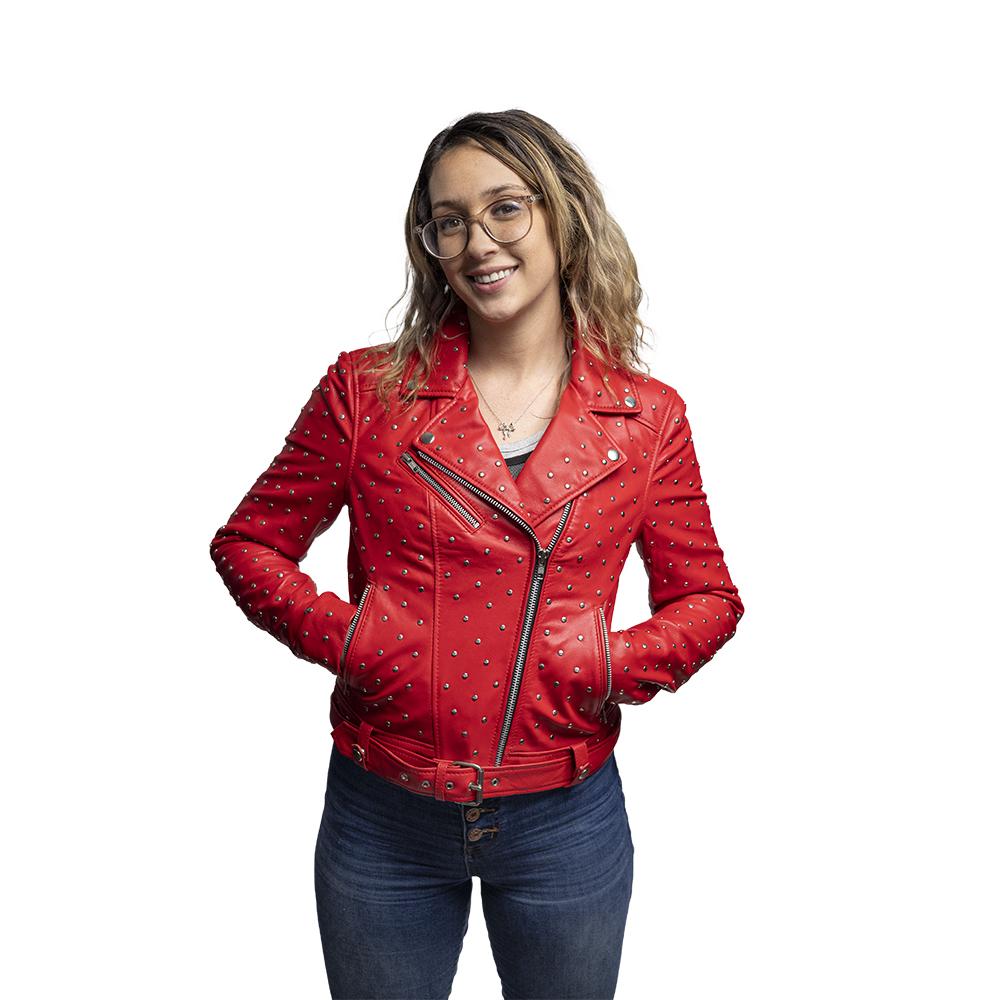 Claudia - Women's Fashion Leather Jacket Women's Fashion Leather Jacket Best Leather Ny Fire Red XS
