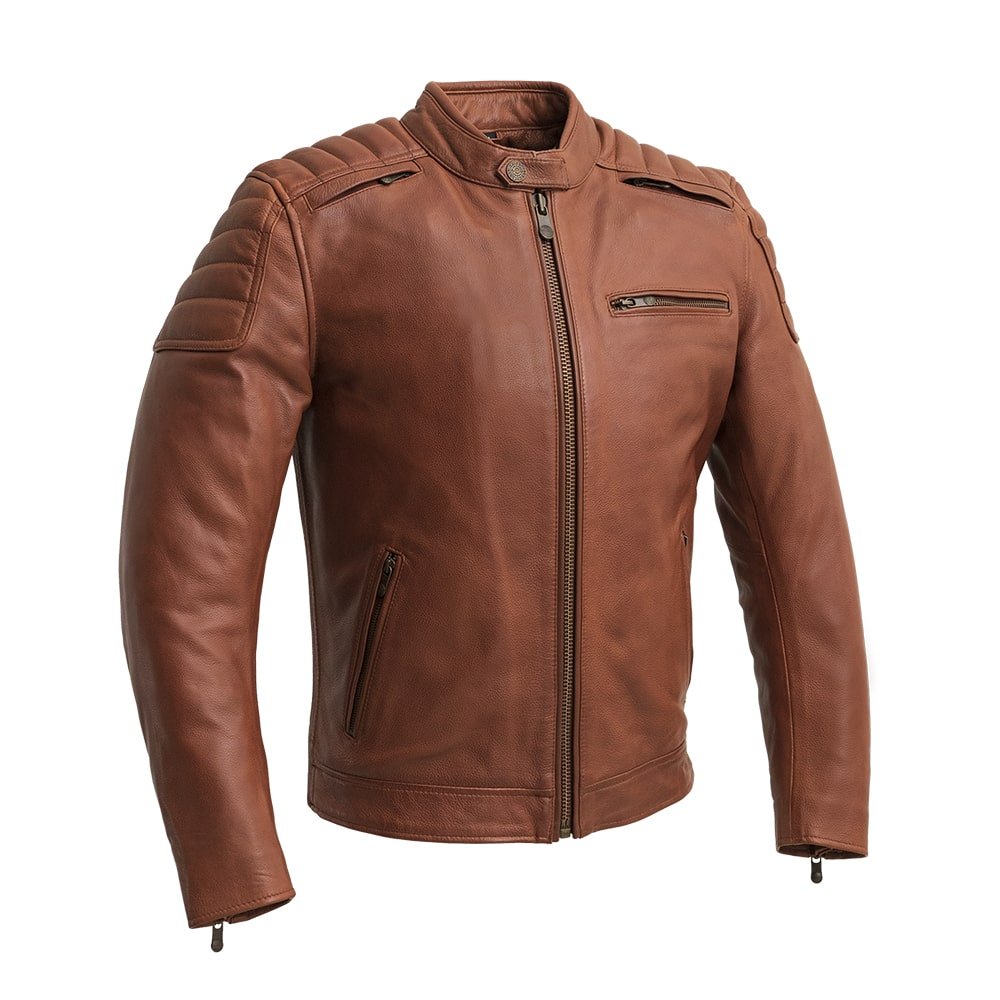 CRUSADER Men's Leather Motorcycle Jacket (Whiskey) Men's Motorcycle Jacket Best Leather Ny Whiskey S