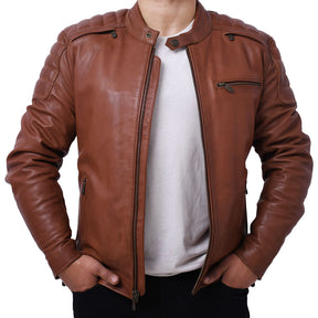 CRUSADER Motorcycle Leather Jacket (Brown)