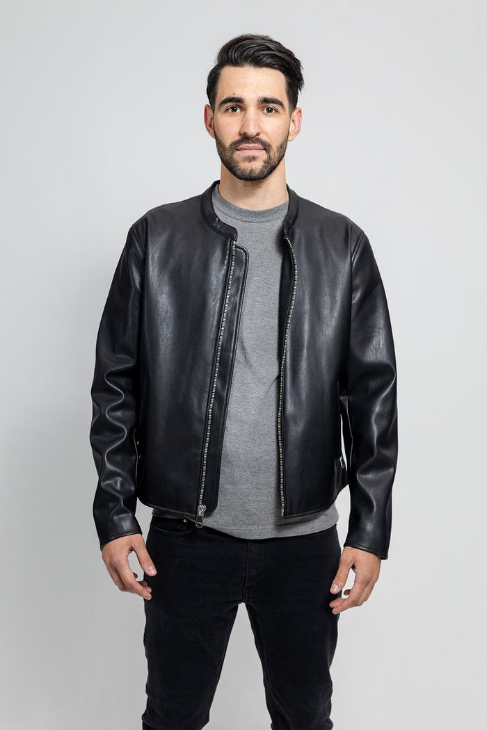 Dillon - Men's Vegan Faux Leather Jacket Jacket Best Leather Ny S Black 