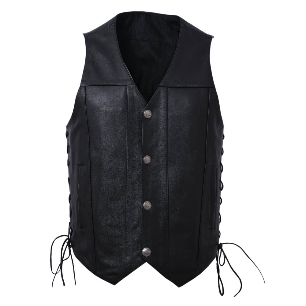 DOE - Motorcycle Leather Vest Men's Vest Best Leather Ny Black S