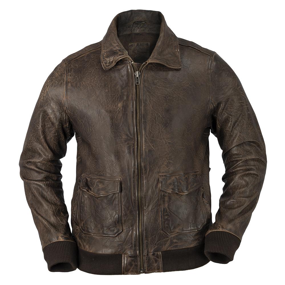 Duke Men's Bomber Style Leather Jacket - Main Image