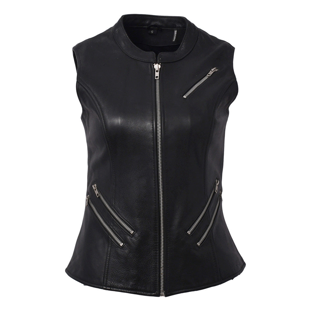 FAIR RACER Motorcycle Leather Vest Women's Vest Best Leather Ny   