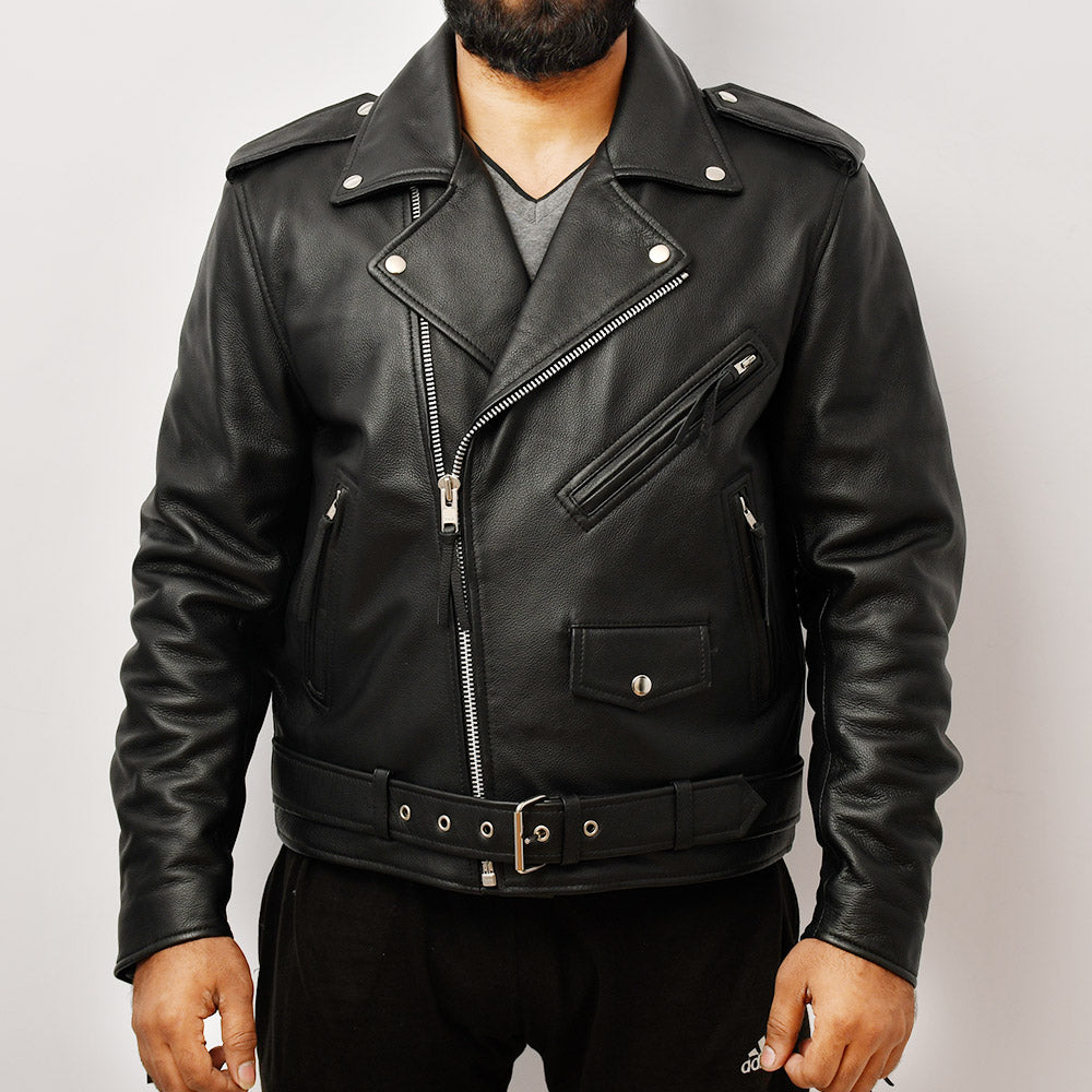 FANDOM Men's Leather Motorcycle Jacket Men's Motorcycle Jacket Best Leather Ny Black XXS
