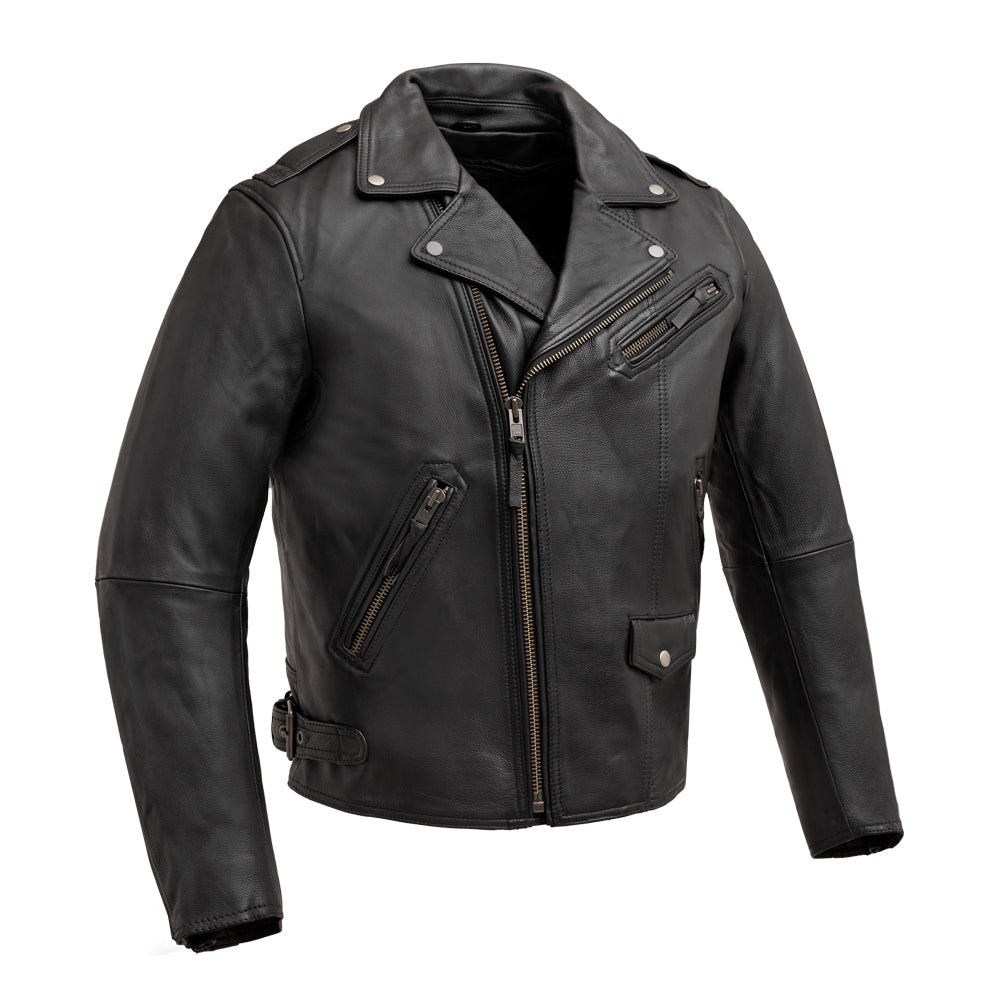 FAST SAGA Men's Leather Motorcycle Jacket Men's Motorcycle Jacket Best Leather Ny Black S