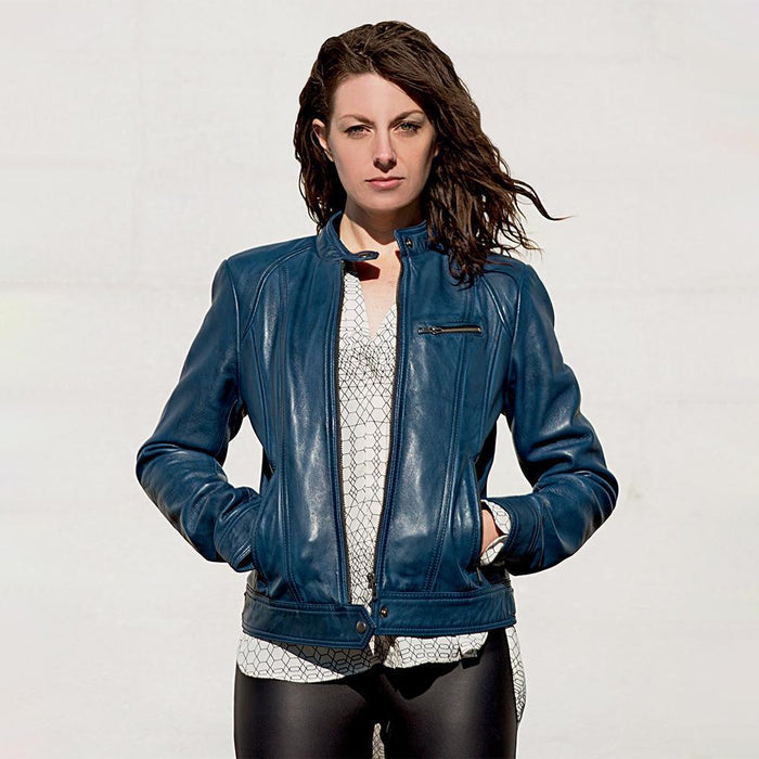 Favorite - Women's Fashion Leather Jacket (Blue) Women's Fashion Leather Jacket Best Leather Ny