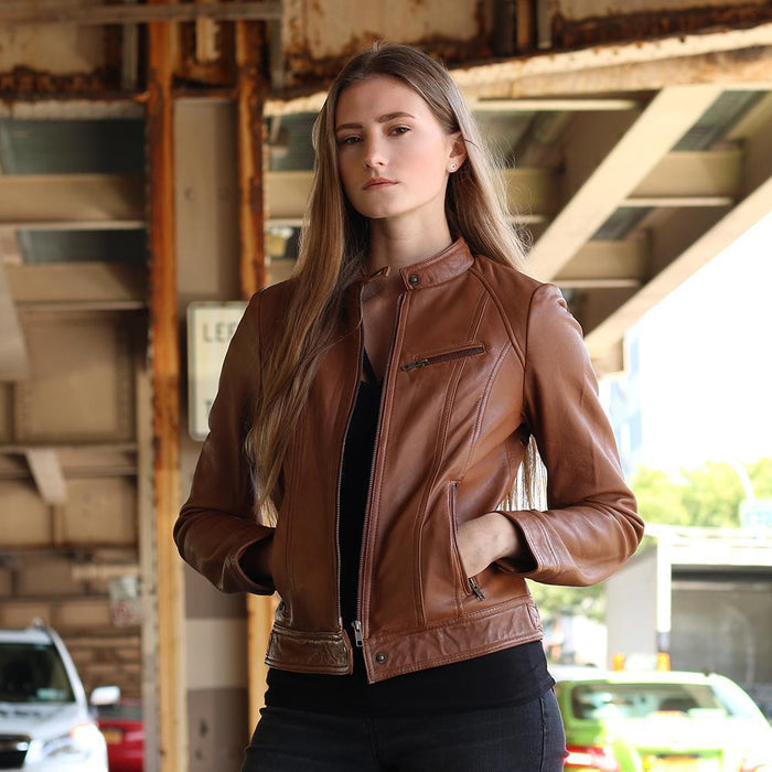 Favorite - Women's Fashion Leather Jacket (Whiskey) Women's Fashion Leather Jacket Best Leather Ny