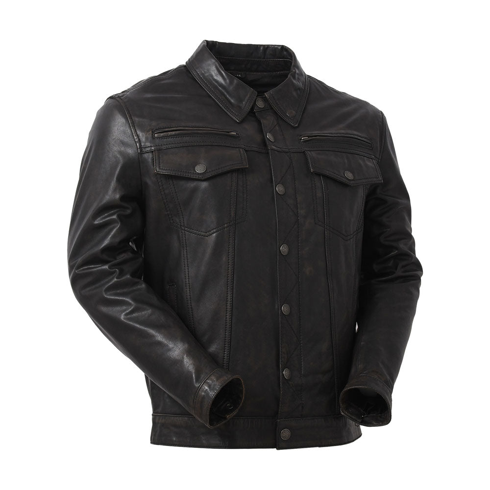 FIGHT CLUB Motorcycle Leather Jacket Men's Jacket Best Leather Ny XS Black/Olive 