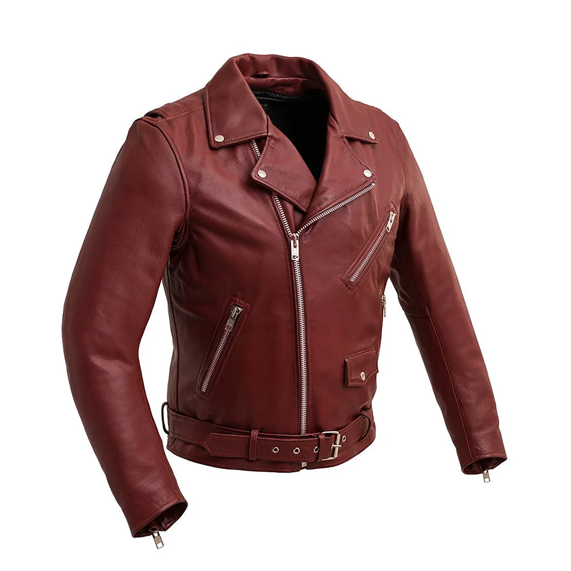 HEROIC Men's Leather Motorcycle Jacket Men's Motorcycle Jacket Best Leather Ny Oxblood XS