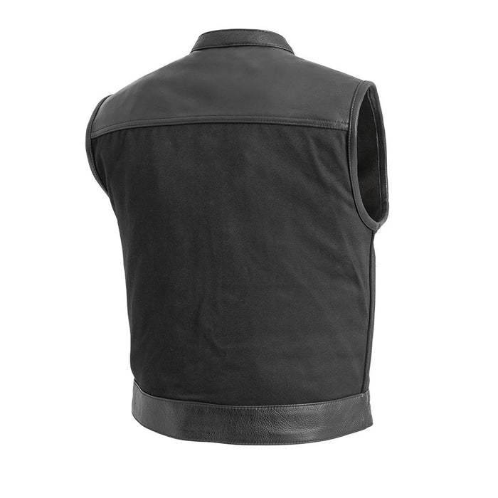 FINN - Motorcycle Leather/Twill Vest Men's Denim Vest Best Leather Ny   