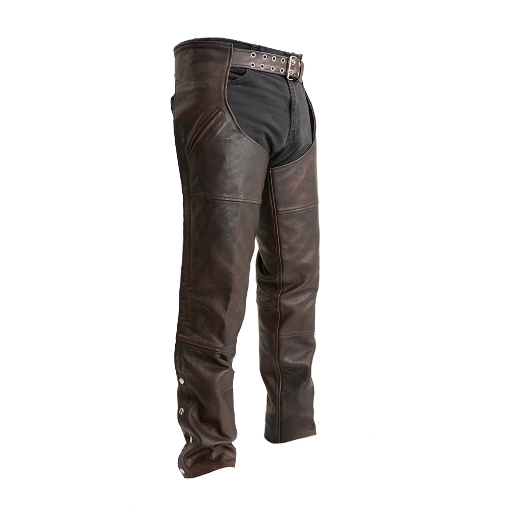 FLOSSY Motorcycle Leather Chaps Chaps Best Leather Ny 3XS BROWN 