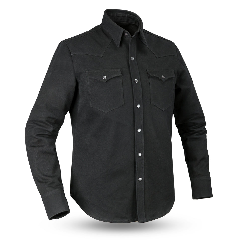 Voyager Men's Motorcycle Canvas Shirt Garage Sale Best Leather NY Company Black S 