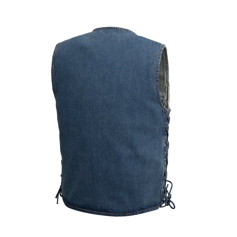 THRONE - Motorcycle Denim Vest Men's Denim Vest Best Leather Ny