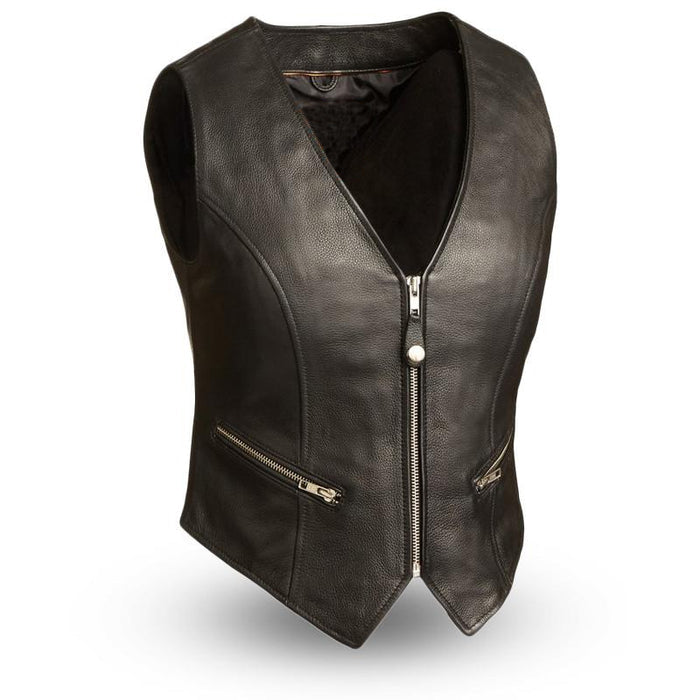 HANNA Motorcycle Leather Vest Women's Leather Vest Best Leather Ny Black XS