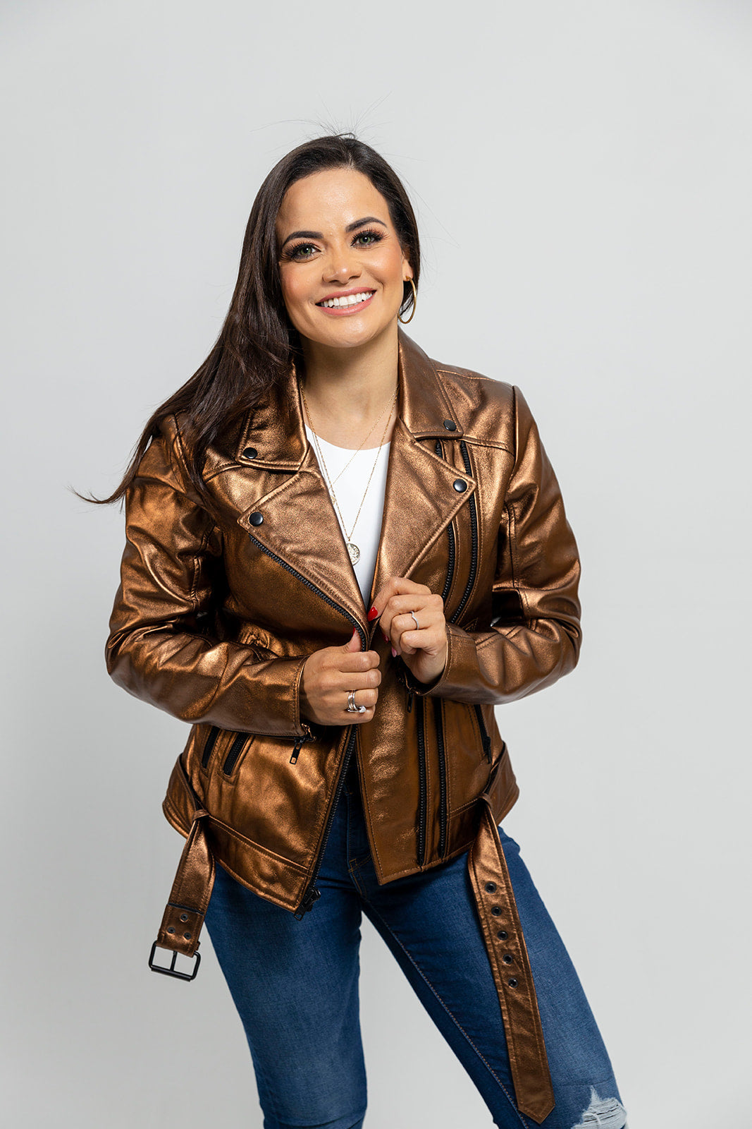 Hazel - Women's Fashion Leather Jacket Women's Jacket Best Leather Ny XS Bronze 