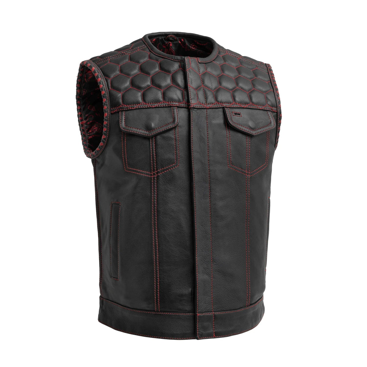 Summit Men's Club Style Leather Vest Men's Leather Vest Best Leather Ny Red S