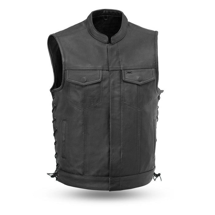 HUNT - Motorcycle Leather Vest Men's Vest Best Leather Ny S Black 