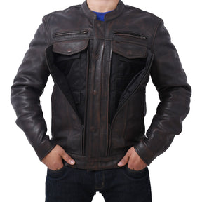 HUNTER Scooter Style Leather Jacket Men's Jacket Best Leather Ny   